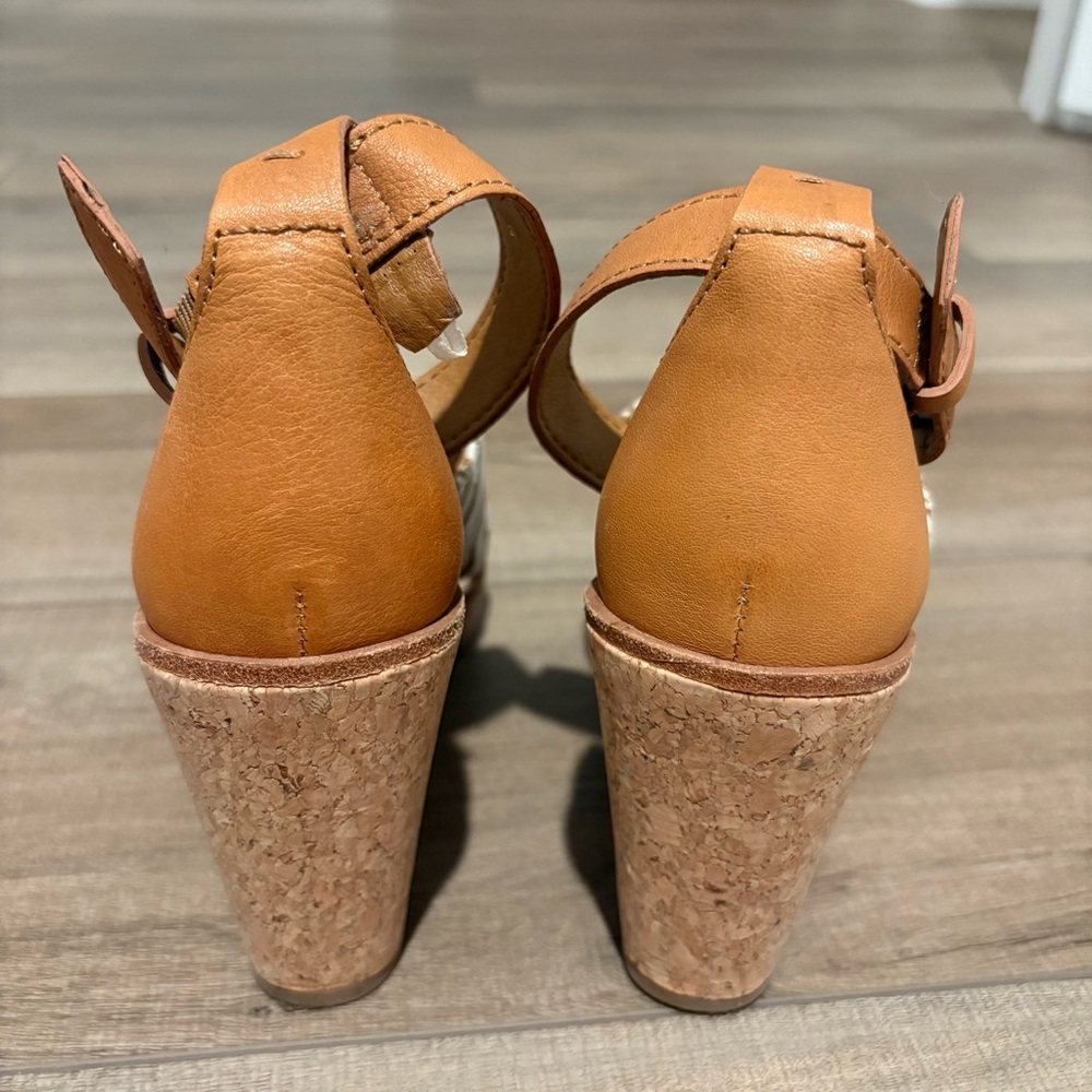 DOLCE VITA Urbane Zebra Wedge Sandal Platform Heels Brown Natural Canvas cork 7 - Picture 3 of 9